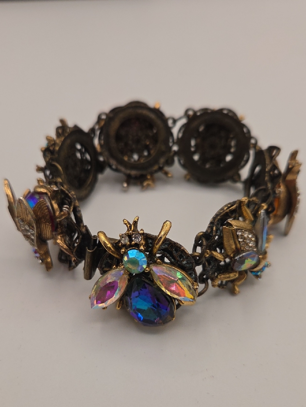 Sweet Romance Shelley Cooper Insect Bee Link Bracelet AB Crystal